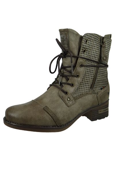 Mustang Damen Sportliche Stiefelette Winterschuhe 1229510 Grau 318 taupe Lederimitat/ Textil