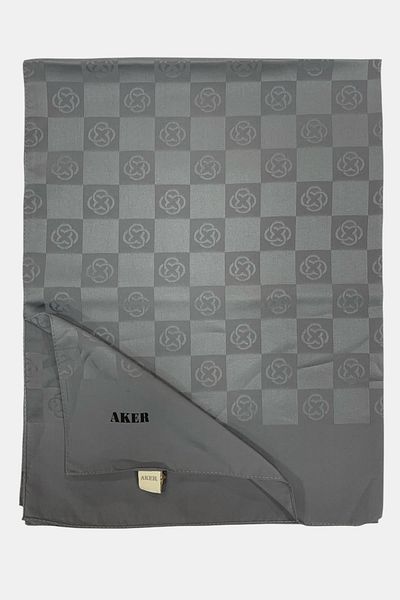 Aker Gray Monogram Shawl - New Checkerboard Pattern - 973