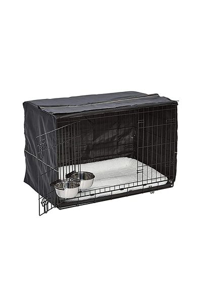 Midwest iCrate Double Door Dog Cage with Cover, Bed and Bowls - 30 inches - Medium