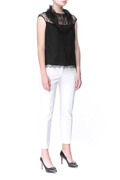 Escada Lace Detailed Sleeveless Black Blouse