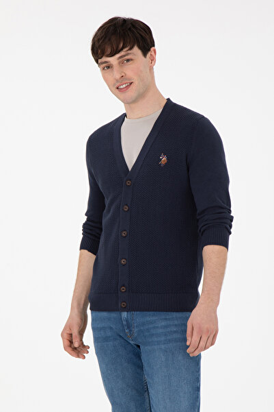 U.S. Polo Assn. Erkek Lacivert Basic Triko Hırka 50288878-VR033