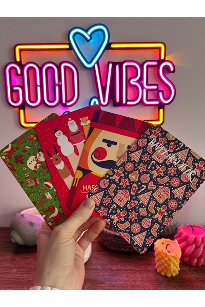 Kalici Egitim emel hoca مجموعة بطاقات بريدية بتصميم خاص للعام الجديد مكونة من 4 قطع