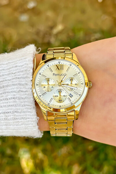 Ferrucci Takvimli Gold Renk Kadın Kol Saati