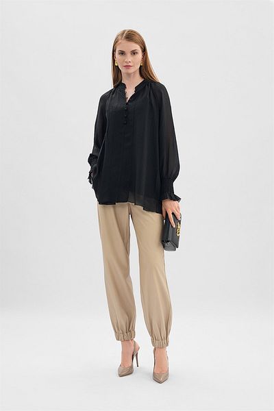 Escada Reglan Sleeve Black Silk Blouse with Inner Tank Top