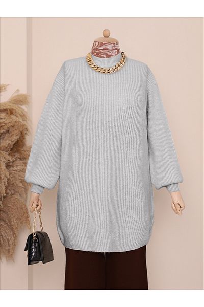 Modamorfo Balloon Sleeve Soft Knitted Knitwear Tunic