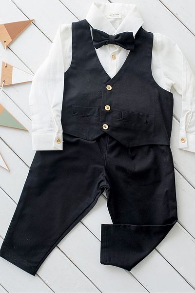 Catz Kids 4 Seasons Μαύρο Γιλέκο Gabardine Σετ ιμάντα 4 τεμαχίων (100% βαμβάκι)