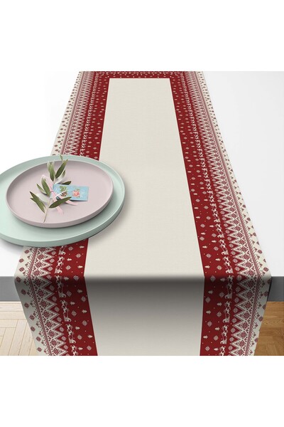 Razz Moda نمط عرقي ونموذج عيد الميلاد، قماش قرص العسل مطبوع رقميًا مقاس 40 × 170