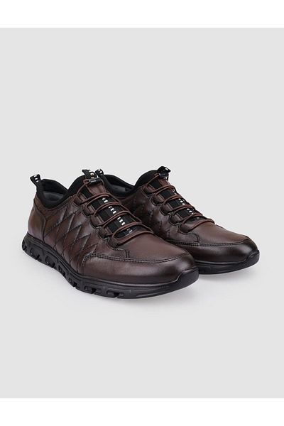 Cabani 100% Genuine Leather Brown Clip Lace-Up Men's Casual Shoes