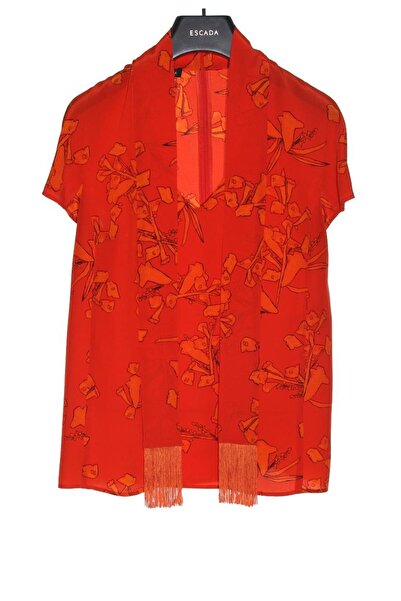 Escada Fular Yaka Desenli İpek Bluz