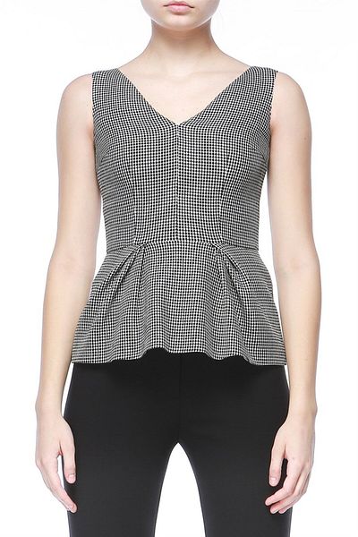 Escada Wide V-Neck Sleeveless Black Wool Blouse