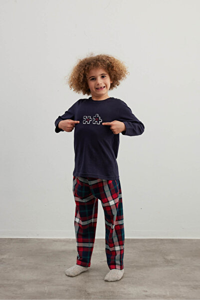 Syah Erkek Çocuk Pamuklu Uzun Kollu Pijama Takımı