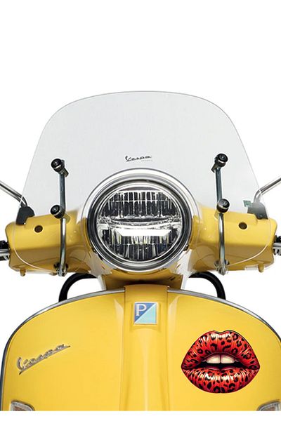 MegaSticker Autocolant pentru buze cu model leopard roșu de 13x10 cm - pentru mașină, motocicletă, cască, laptop, sticlă