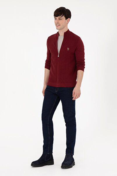 U.S. Polo Assn. Men's Burgundy Basic Knitwear Cardigan 50288871 -Vr014