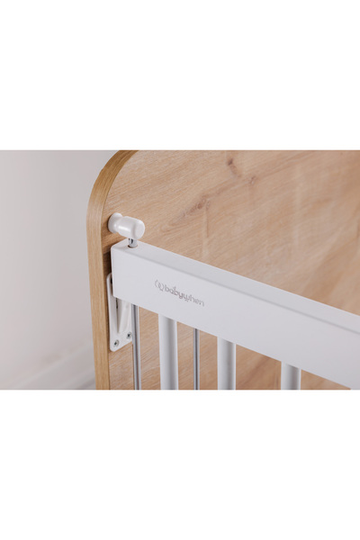 Babywhen Tekerlekli Kademeli Anne Yanı Bebek Beşik - Bebek Yatagı - Park Yatak - Ahşap - 60x120 cm - bw1066