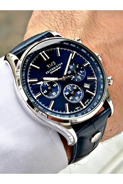 Romanson Fonksiyonlu Lacivert Renk Deri Kordon Çelik Kasa Erkek Kol Saati 1578.03