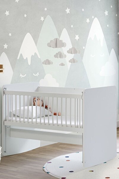 Babywhen Sallanır Sabitlenir Anne Yanı Bebek Beşik - Bebek Yatağı - Park Yatak - Beyaz - 60x120 Cm - Bw1070