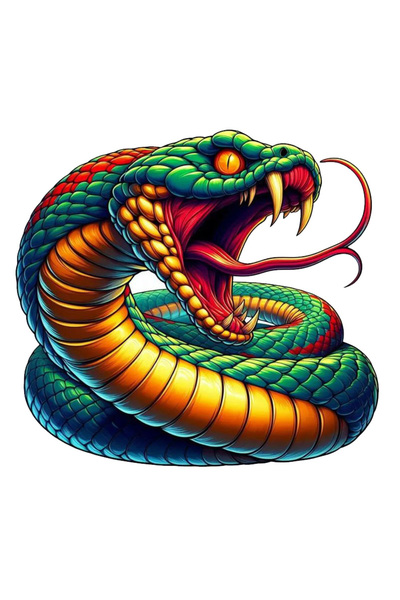 MegaSticker ملصق ثعبان أخضر بري مقاس 13 × 11 سم - سيارة، دراجة نارية، خوذة، ك...