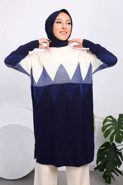 Kirazgym Silvery Large Zigzag Knitwear Tunic