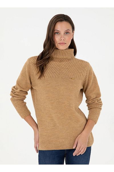 U.S. Polo Assn. U.S. Polo Assn. Антрацитен меланж дамски пуловер - Cycling Regular Fit Efek Dmls