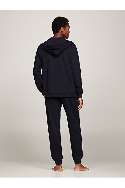 Tommy Hilfiger Erkek Fermuarlı Kapüşonlu Sweatshirt-Mavi