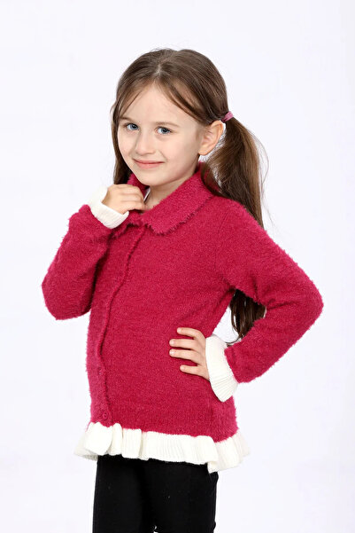 KURGAN TEKSTİL Kız Çocuk Regular Fit Gömlek Yaka Düğmeli Hırka