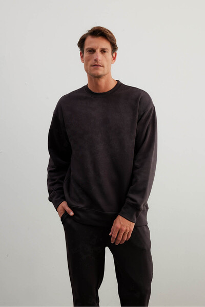 Syah Erkek Pamuklu Üç İplik Uzun Kollu Sweatshirtt