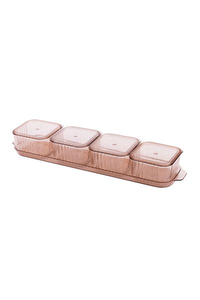Flora 9-Piece Breakfast Set with 4 Compartments Tray and Lid, Snack Bowl and Storage Container