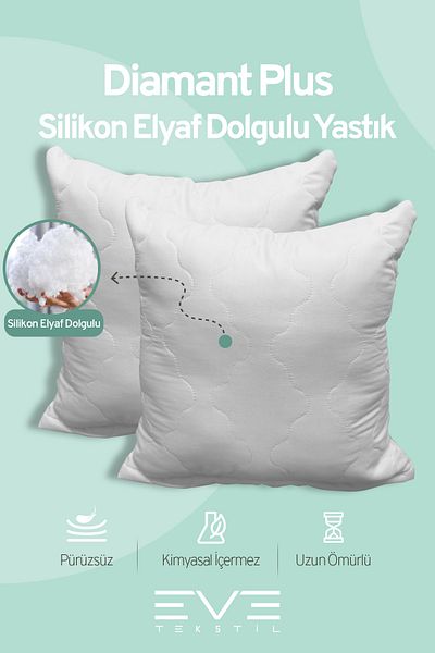 Eve Tekstil 4 buc. Perna pătrată Diamant Plus Pernă din fibre de silicon antialergice lavabile 40x40cm 400 gr
