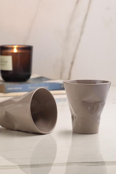 Kütahya Porselen Gray Crash 2 Piece Espresso Coffee Set