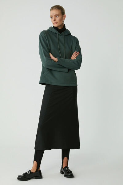 ETHIQUET Piper Γυναικεία Fleece Inside Soft Comfort Fit με κουκούλα καγκουρό με πράσινη φούτερ