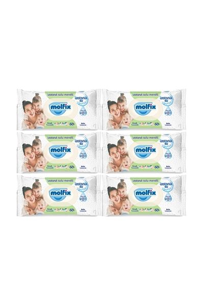 Molfix Fresh Isotonic Water Wipes - 60 X6 Pieces