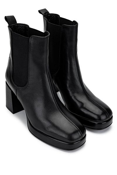 Tamer Tanca Women's Genuine Leather Black Leather Heeled Boots