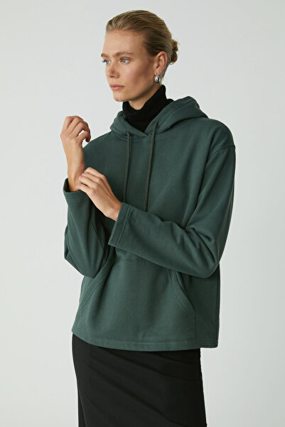 ETHIQUET Piper Γυναικεία Fleece Inside Soft Comfort Fit με κουκούλα καγκουρό με πράσινη φούτερ