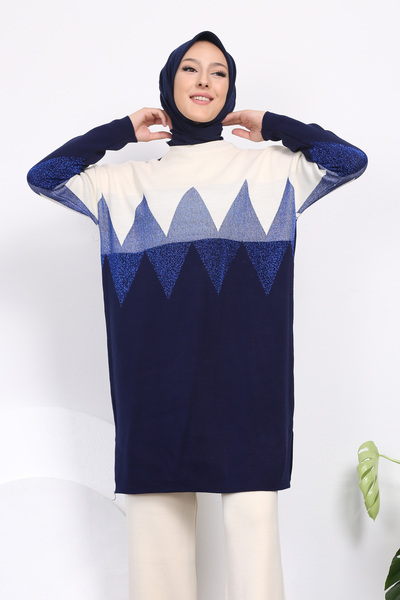 Kirazgym Silvery Large Zigzag Knitwear Tunic