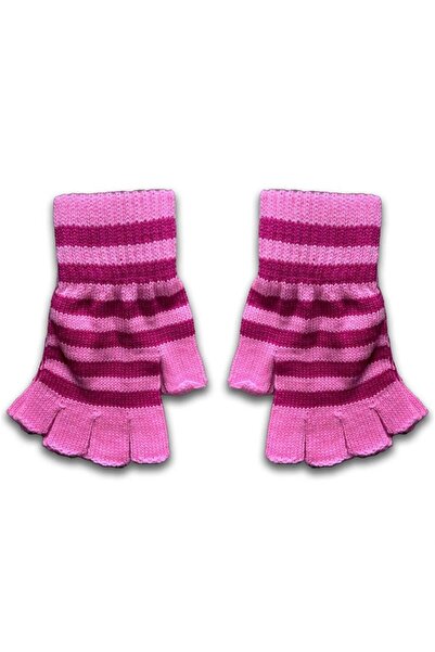 Karakedi قفازات باللون الفوشيا الوردي مخططة للأصابع للجنسين