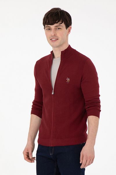 U.S. Polo Assn. Ανδρική ζακέτα Claret Red Basic Knitwear 50288871 -VR014