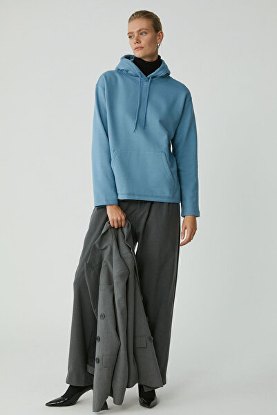 ETHIQUET Piper Γυναικεία Fleece Inside Soft Comfort Fit Μπλε φούτερ με κουκούλα καγκουρό