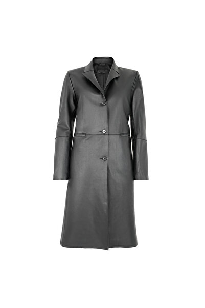 Desa Canika Siyah Kadın Deri Blazer Trençkot