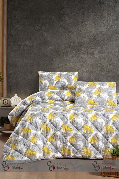 Fabric Box Double Patterned Quilt Set Washable Quilt 195 x 215 cm + 2 Pillowcases