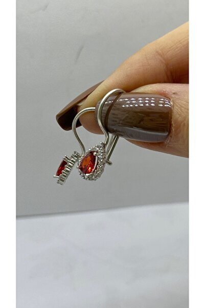 Selen’S Gümüş Kadın Kırmızı Taşlı Anne Küpesi Sallantılı Gümüş Küpe