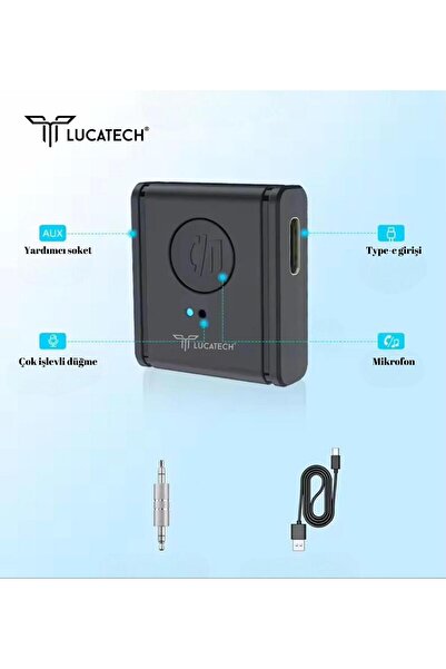 Lucatech Araç Kablosuz Bluetooth Adaptörü Aux Çevirici