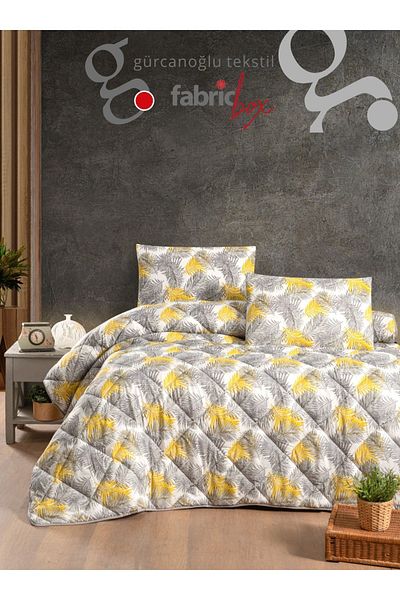 Fabric Box Double Patterned Quilt Set Washable Quilt 195 x 215 cm + 2 Pillowcases