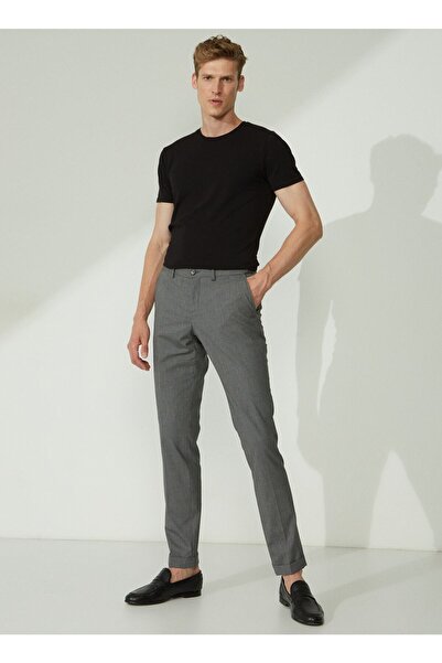 ALTINYILDIZ CLASSICS Κλασικό παντελόνι από μάλλινο ελαστικό ύφασμα μέσης με λεπτή εφαρμογή