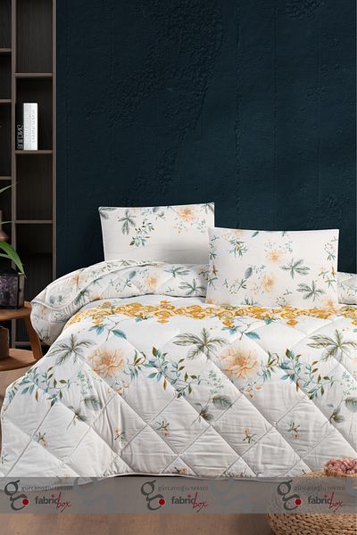 Fabric Box Double Patterned Quilt Washable Quilt 100% Cotton Outer Fabric 195 x 215 cm