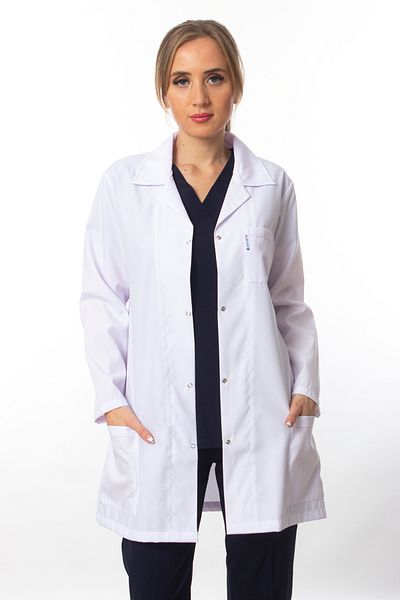 Simirna Üniforma Tenis alb Doctor Nurse Teacher - mânecă lungă, guler obișnuit, lungime lungă