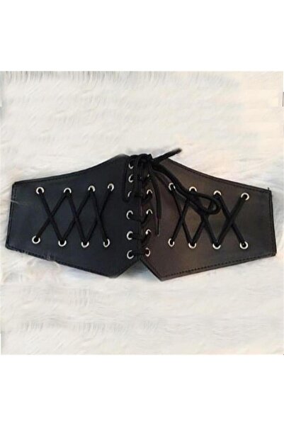 Karakedi Жіночий новий корсет з перехресними шнурівками, чорний