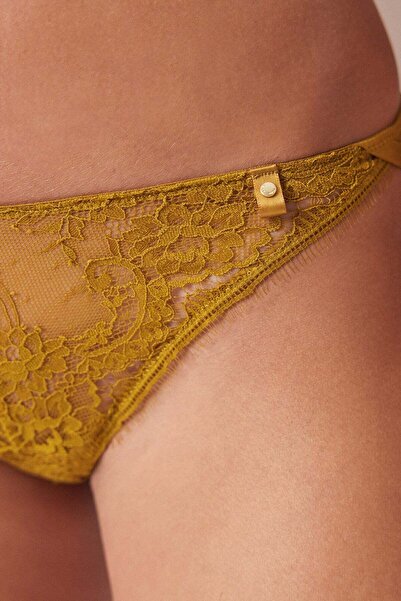 Women'secret Classic lace and gold microfibre panty