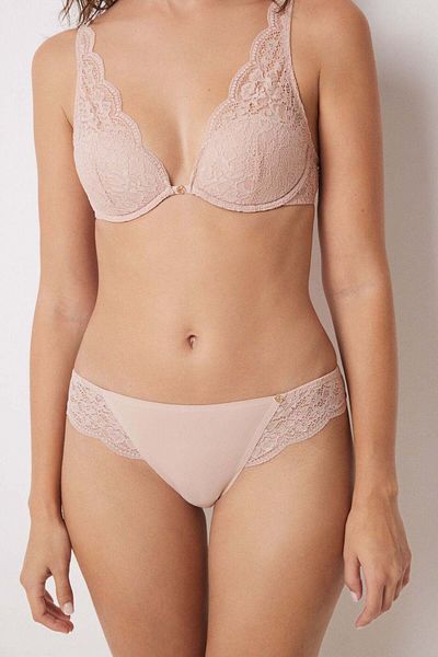 Women'secret classic pink microfibre and lace