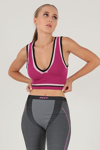 Doremi Seamless Crop Color Block Sports Blouse