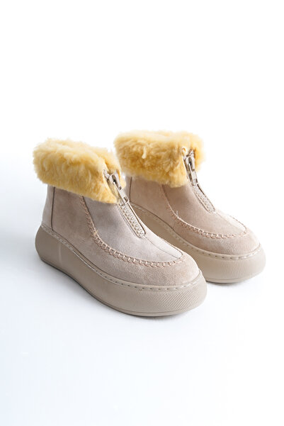 BAKGİY Άνετες γυναικείες μπότες - Skin Suede, Γούνινη επένδυση, Μπροστινό φερ...